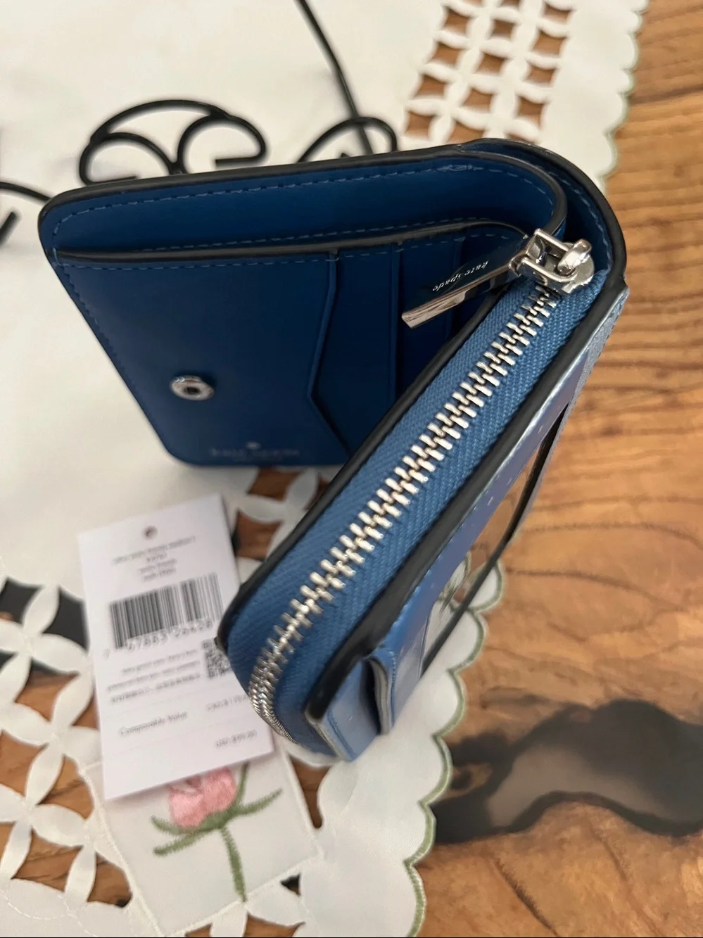 kate spade Blue Polar Bear Compact Zip Wallet - Picture 8 of 8